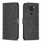 For Xiaomi Redmi Note 9 Plaid Embossed Leather Phone Case(Black) - 1