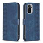 For Xiaomi Redmi Note 10 4G Plaid Embossed Leather Phone Case(Blue) - 1