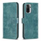 For Xiaomi Redmi Note 10 4G Plaid Embossed Leather Phone Case(Green) - 1