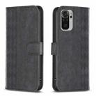 For Xiaomi Redmi Note 10 4G Plaid Embossed Leather Phone Case(Black) - 1