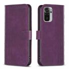 For Xiaomi Redmi Note 10 4G Plaid Embossed Leather Phone Case(Purple) - 1