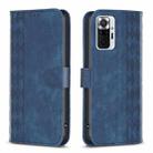 For Xiaomi Redmi Note 10 Pro Plaid Embossed Leather Phone Case(Blue) - 1