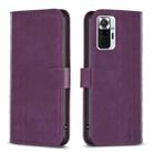 For Xiaomi Redmi Note 10 Pro Plaid Embossed Leather Phone Case(Purple) - 1