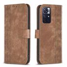 For Xiaomi Redmi Note 11 Plaid Embossed Leather Phone Case(Brown) - 1