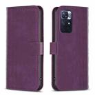 For Xiaomi Redmi Note 11 Plaid Embossed Leather Phone Case(Purple) - 1