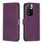 For Xiaomi Redmi Note 11 Pro Plaid Embossed Leather Phone Case(Purple) - 1