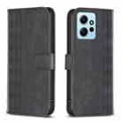 For Xiaomi Redmi Note 12 4G Global Plaid Embossed Leather Phone Case(Black) - 1