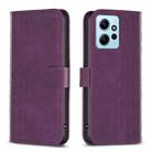 For Xiaomi Redmi Note 12 4G Global Plaid Embossed Leather Phone Case(Purple) - 1