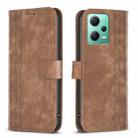 For Xiaomi Redmi Note 12 5G Global Plaid Embossed Leather Phone Case(Brown) - 1