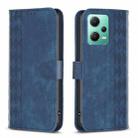 For Xiaomi Redmi Note 12 5G Global Plaid Embossed Leather Phone Case(Blue) - 1