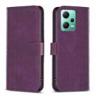 For Xiaomi Redmi Note 12 5G Global Plaid Embossed Leather Phone Case(Purple) - 1