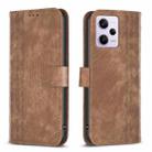 For Xiaomi Redmi Note 12 Pro Global Plaid Embossed Leather Phone Case(Brown) - 1