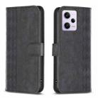 For Xiaomi Redmi Note 12 Pro Global Plaid Embossed Leather Phone Case(Black) - 1
