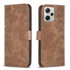 For Xiaomi Redmi Note 12 Pro+ Global Plaid Embossed Leather Phone Case(Brown) - 1