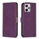 For Xiaomi Redmi Note 12 Pro+ Global Plaid Embossed Leather Phone Case(Purple) - 1