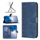 For Xiaomi Redmi 12 4G Plaid Embossed Leather Phone Case(Blue) - 1