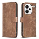 For Xiaomi Redmi Note 13 Pro+ 5G Plaid Embossed Leather Phone Case(Brown) - 1