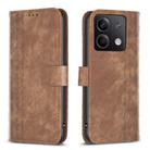 For Xiaomi Redmi Note 13 Plaid Embossed Leather Phone Case(Brown) - 1