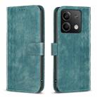 For Xiaomi Redmi Note 13 Plaid Embossed Leather Phone Case(Green) - 1