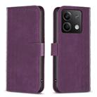 For Xiaomi Redmi Note 13 Plaid Embossed Leather Phone Case(Purple) - 1