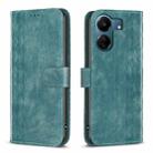 For Xiaomi Redmi 13C Plaid Embossed Leather Phone Case(Green) - 1