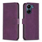 For Xiaomi Redmi 13C Plaid Embossed Leather Phone Case(Purple) - 1