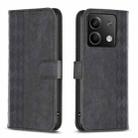 For Xiaomi Redmi Note 13 4G Global Plaid Embossed Leather Phone Case(Black) - 1