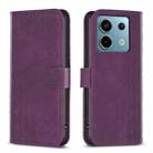 For Xiaomi Poco M6 Pro 4G Plaid Embossed Leather Phone Case(Purple) - 1