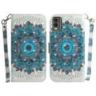 For Nokia C32 3D Colored Horizontal Flip Leather Phone Case(Peacock Wreath) - 1