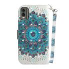 For Nokia C32 3D Colored Horizontal Flip Leather Phone Case(Peacock Wreath) - 3