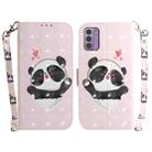 For Nokia G42 3D Colored Horizontal Flip Leather Phone Case(Heart Panda) - 1
