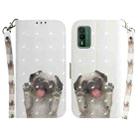 For Nokia XR21 3D Colored Horizontal Flip Leather Phone Case(Pug) - 1