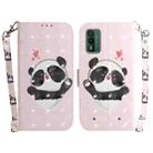 For Nokia XR21 3D Colored Horizontal Flip Leather Phone Case(Heart Panda) - 1