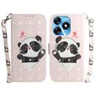For Tecno Spark 10 / Spark 10C 3D Colored Horizontal Flip Leather Phone Case(Heart Panda) - 1