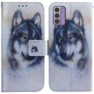 For Nokia G42 Coloured Drawing Flip Leather Phone Case(White Wolf) - 1