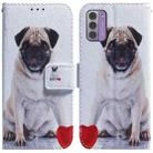 For Nokia G42 Coloured Drawing Flip Leather Phone Case(Pug) - 1