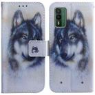 For Nokia XR21 Coloured Drawing Flip Leather Phone Case(White Wolf) - 1