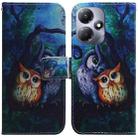 For Infinix Hot 30 Play Coloured Drawing Flip Leather Phone Case(Oil Painting Owl) - 1
