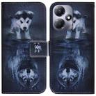 For Infinix Hot 30 Play Coloured Drawing Flip Leather Phone Case(Wolf and Dog) - 1