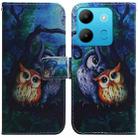 For Infinix Smart 7 African Coloured Drawing Flip Leather Phone Case(Oil Painting Owl) - 1