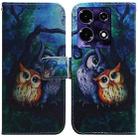 For Infinix Note 30i Coloured Drawing Flip Leather Phone Case(Oil Painting Owl) - 1