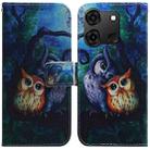 For Infinix Smart 7 India / 7 Plus Coloured Drawing Flip Leather Phone Case(Oil Painting Owl) - 1