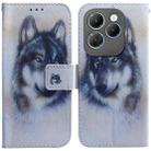 For Infinix Hot 40 / 40 Pro Coloured Drawing Flip Leather Phone Case(White Wolf) - 1