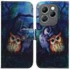 For Infinix Hot 40 / 40 Pro Coloured Drawing Flip Leather Phone Case(Oil Painting Owl) - 1