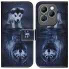 For Infinix Hot 40 / 40 Pro Coloured Drawing Flip Leather Phone Case(Wolf and Dog) - 1