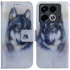 For Infinix Note 40 4G Coloured Drawing Flip Leather Phone Case(White Wolf) - 1