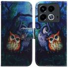 For Infinix Note 40 4G Coloured Drawing Flip Leather Phone Case(Oil Painting Owl) - 1