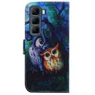 For Infinix Hot 50 5G Coloured Drawing Flip Leather Phone Case(Oil Painting Owl) - 3