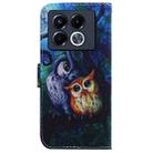 For Infinix Note 40 5G Coloured Drawing Flip Leather Phone Case(Oil Painting Owl) - 3