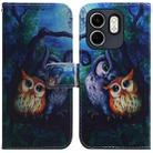 For Infinix Hot 50i / Smart 9 Coloured Drawing Flip Leather Phone Case(Oil Painting Owl) - 1
